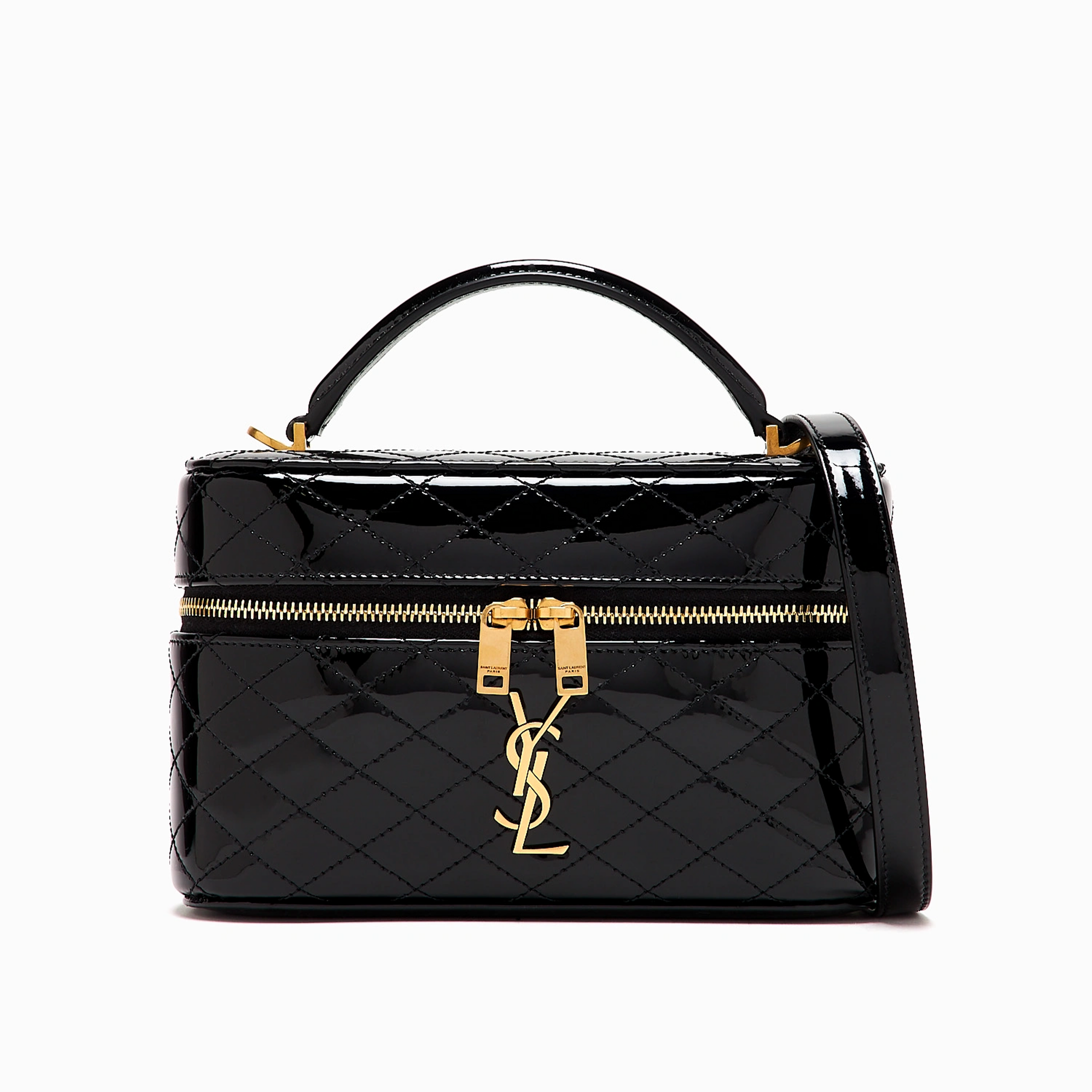 Saint laurent 'Gaby' Black Vanity Bag with Cassandre in Patent Leather Woman