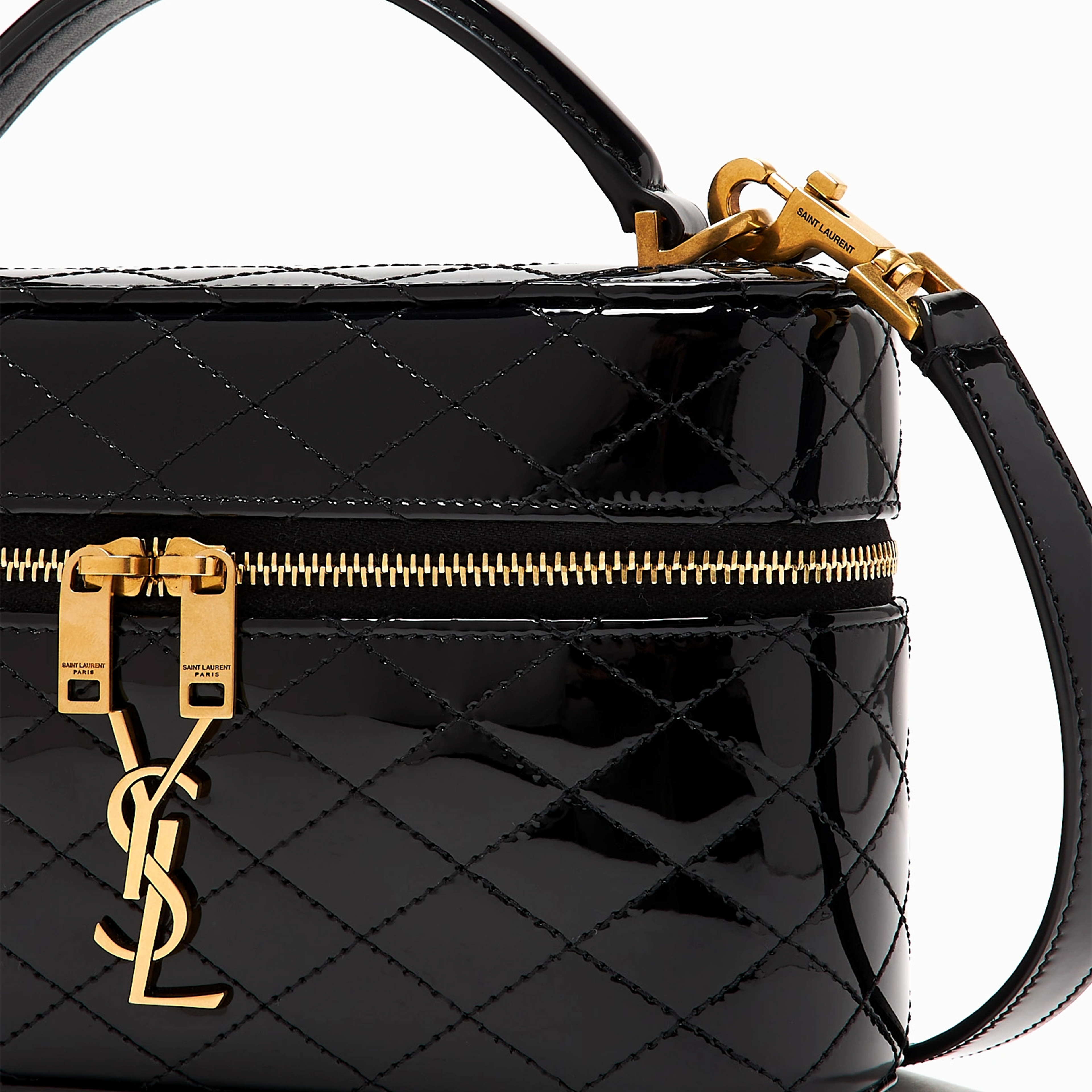 Saint laurent 'Gaby' Black Vanity Bag with Cassandre in Patent Leather Woman