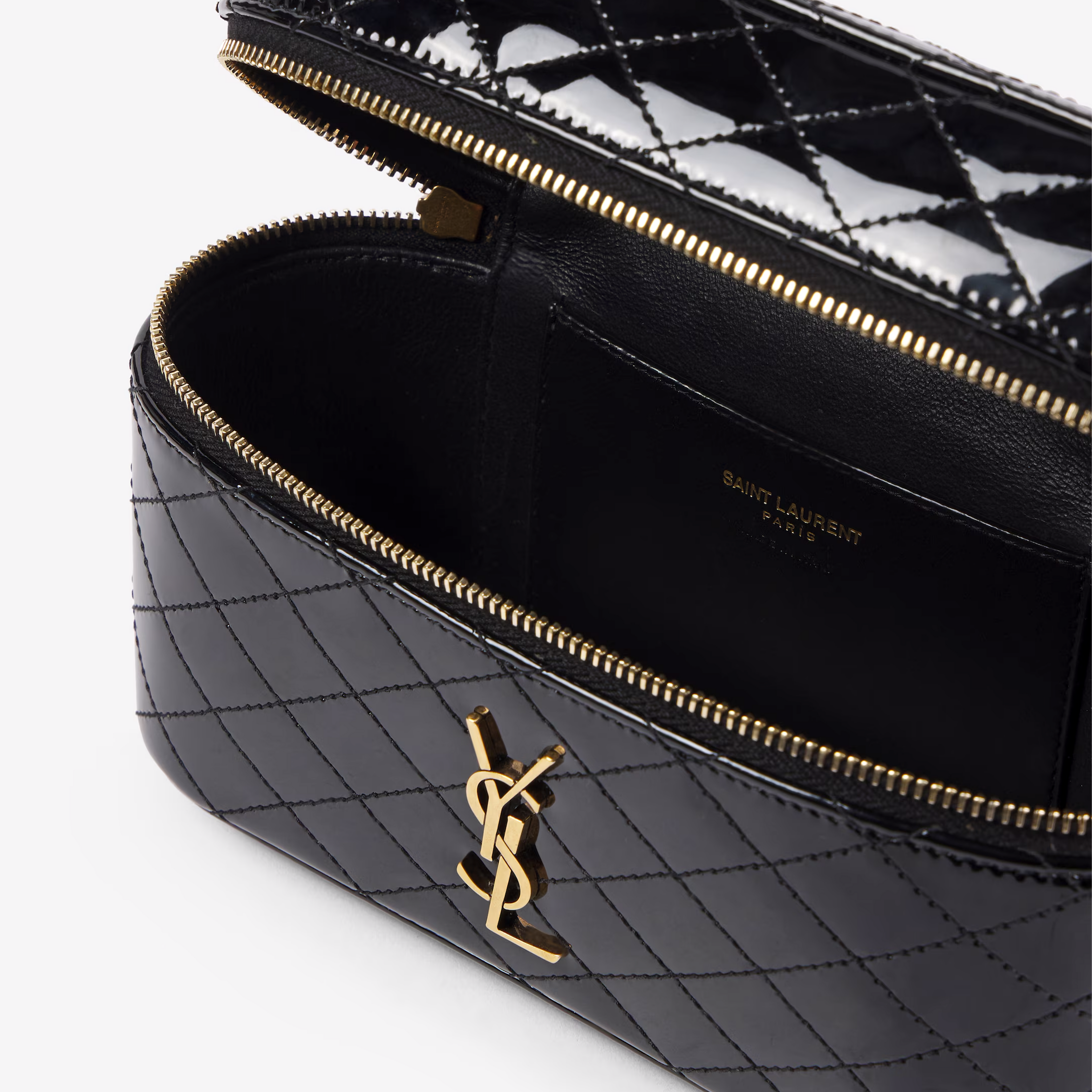 Saint laurent 'Gaby' Black Vanity Bag with Cassandre in Patent Leather Woman