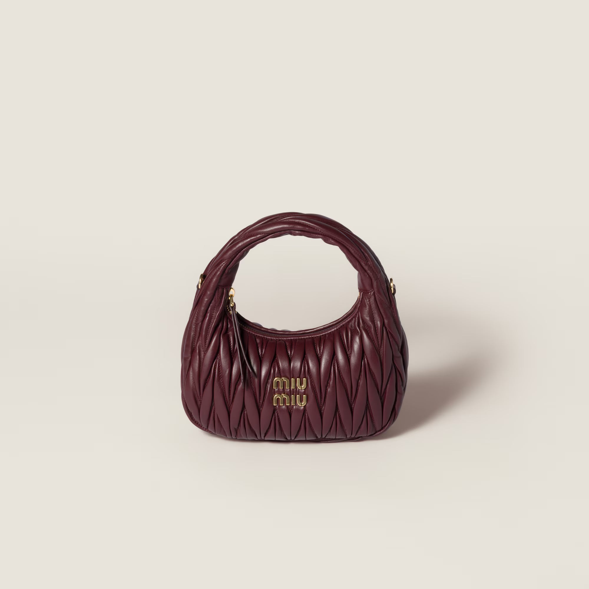 Miu Miu Wander matelassé nappa leather hobo bag