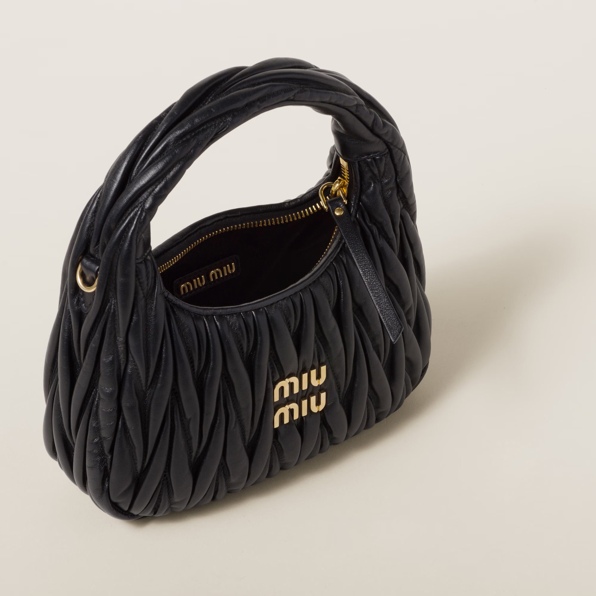 Miu iu Wander matelassé nappa leather hobo bag