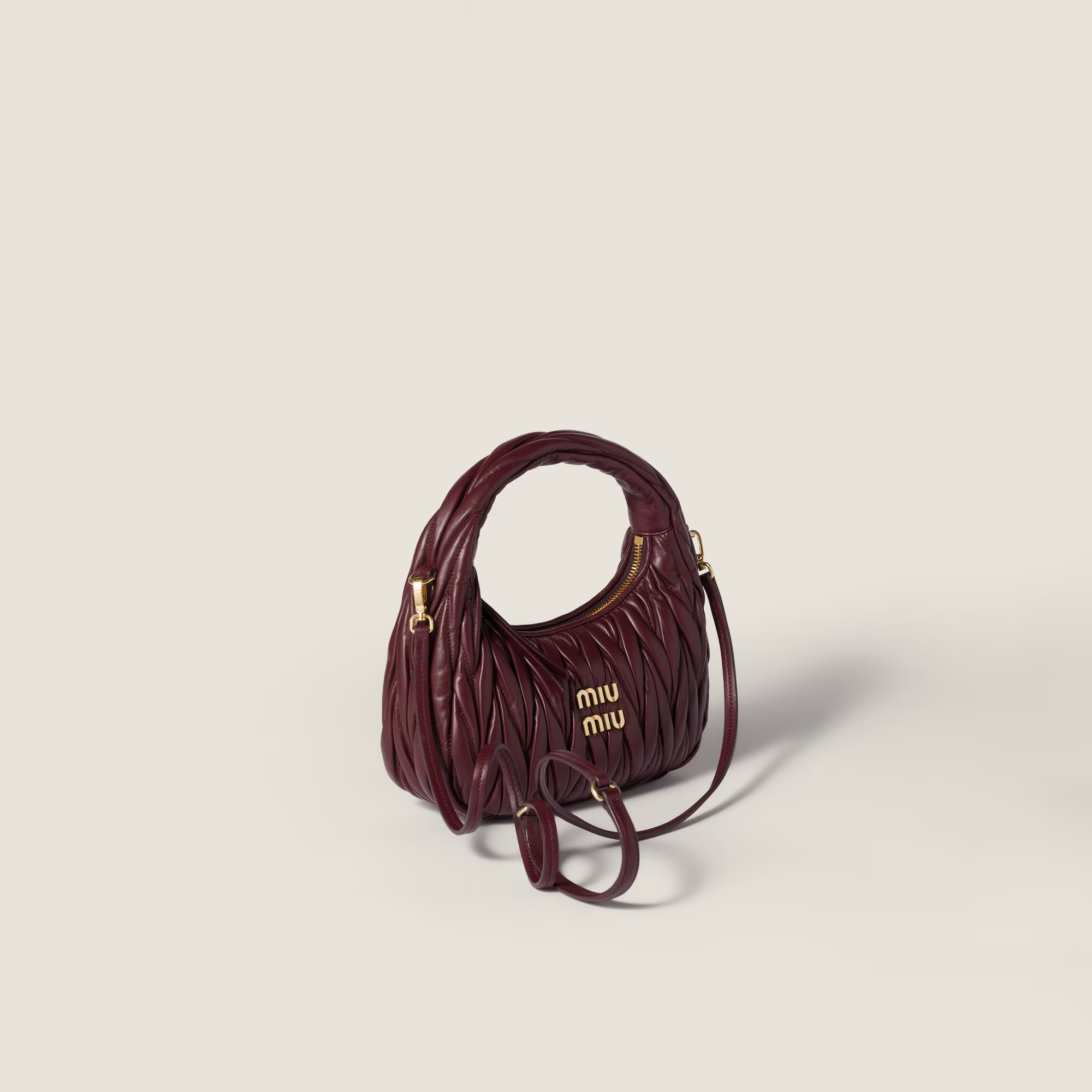 Miu Miu Wander matelassé nappa leather hobo bag