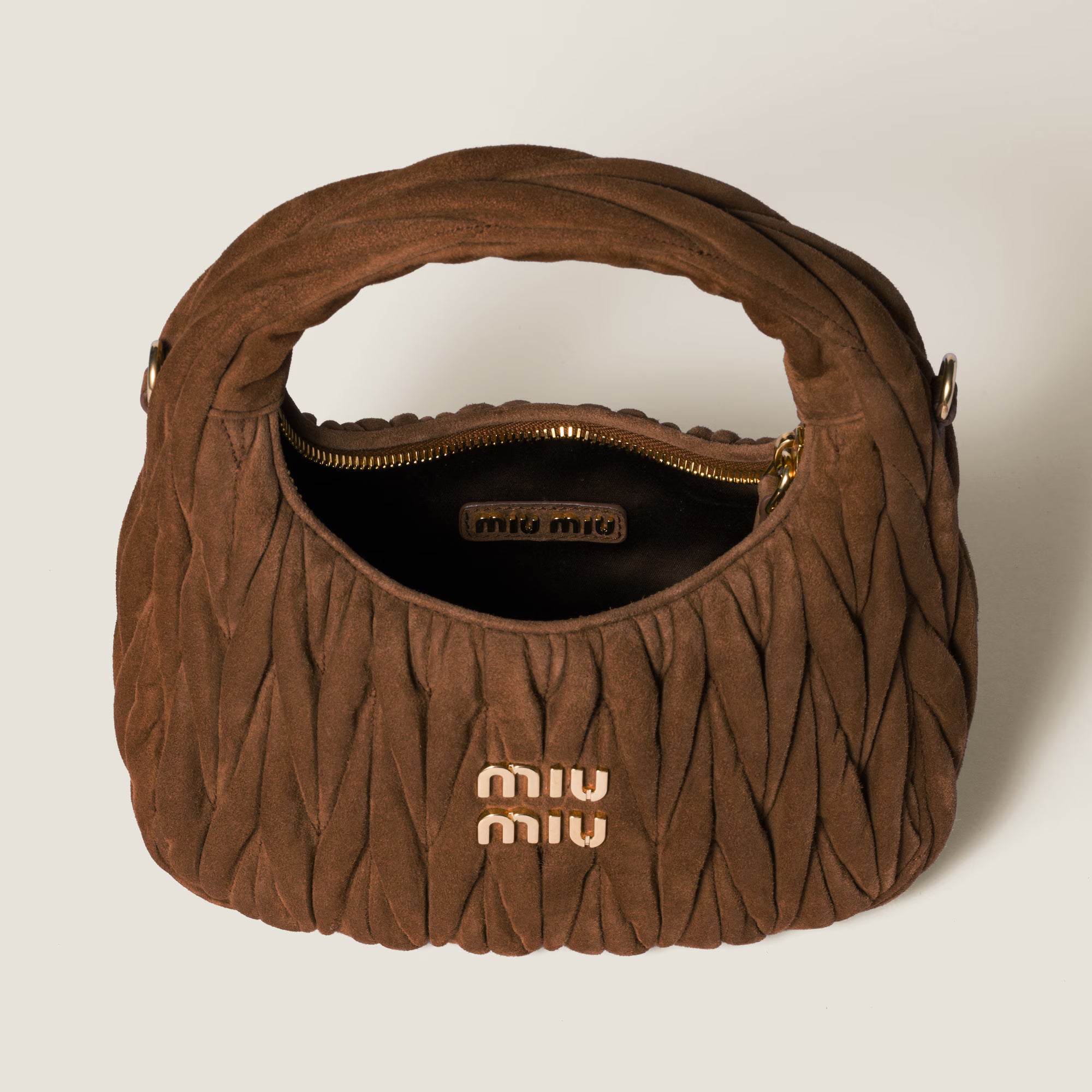 Miu Miu Wander matelassé nappa leather hobo bag