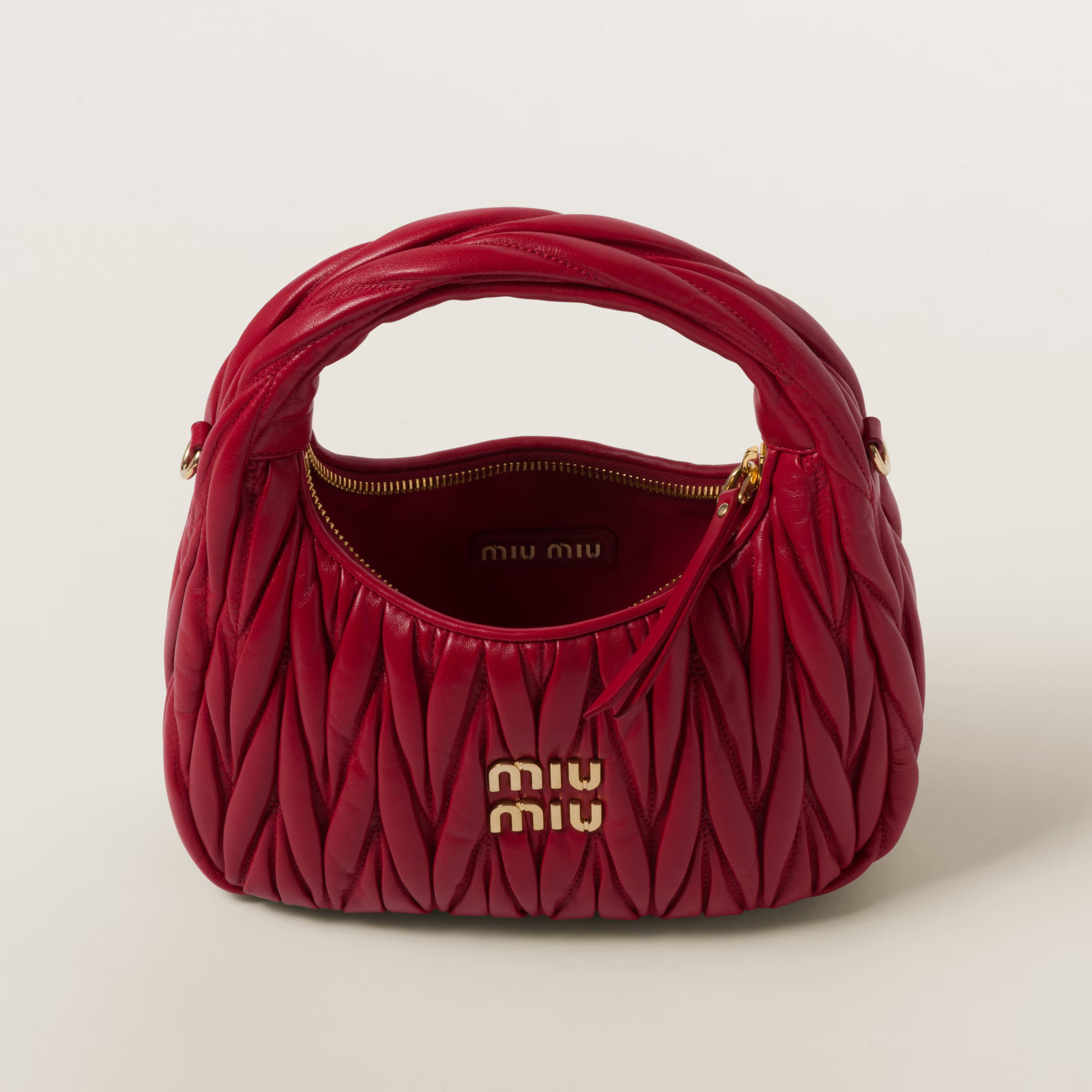 Miu Miu Wander matelassé nappa leather hobo bag