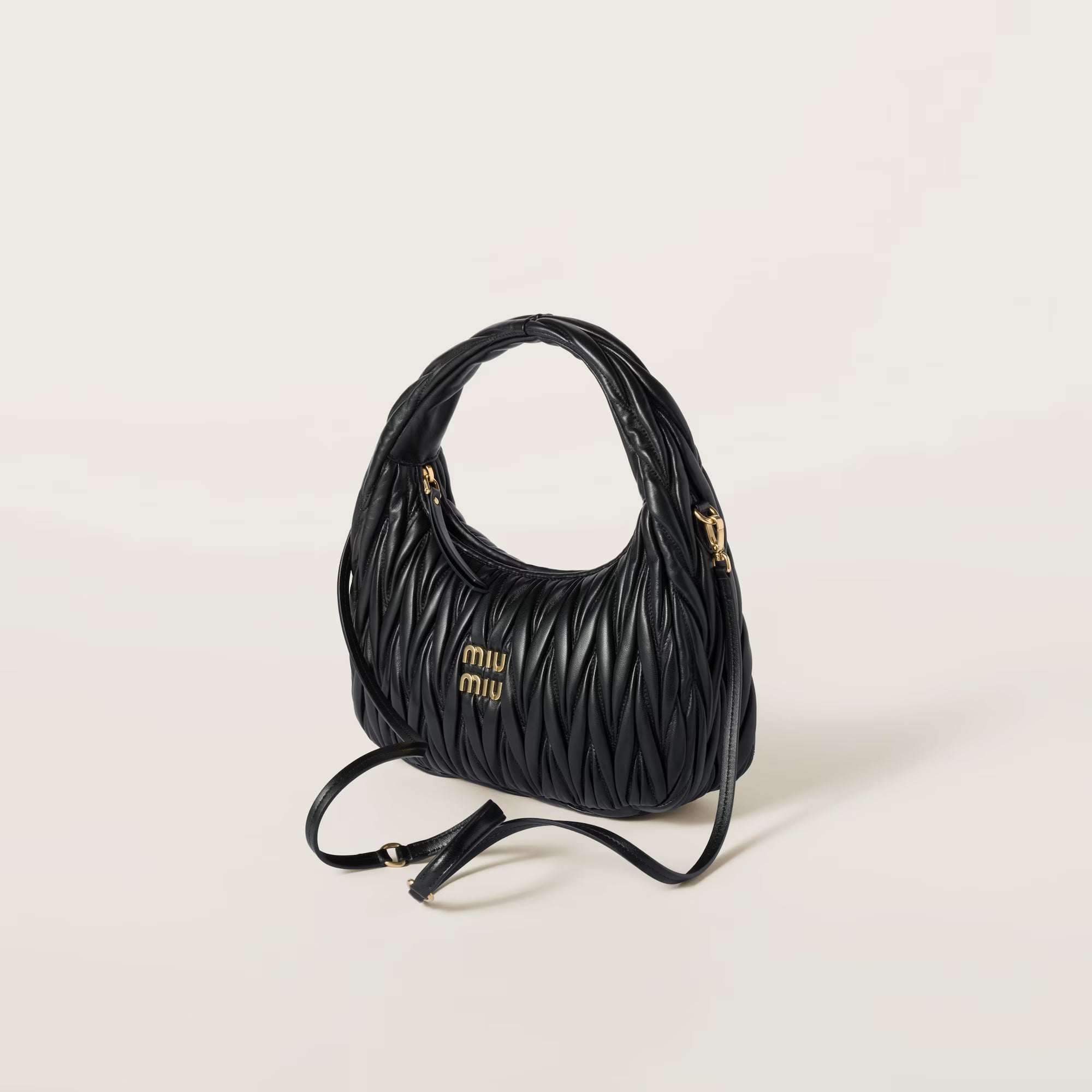 Miu iu Wander matelassé nappa leather hobo bag